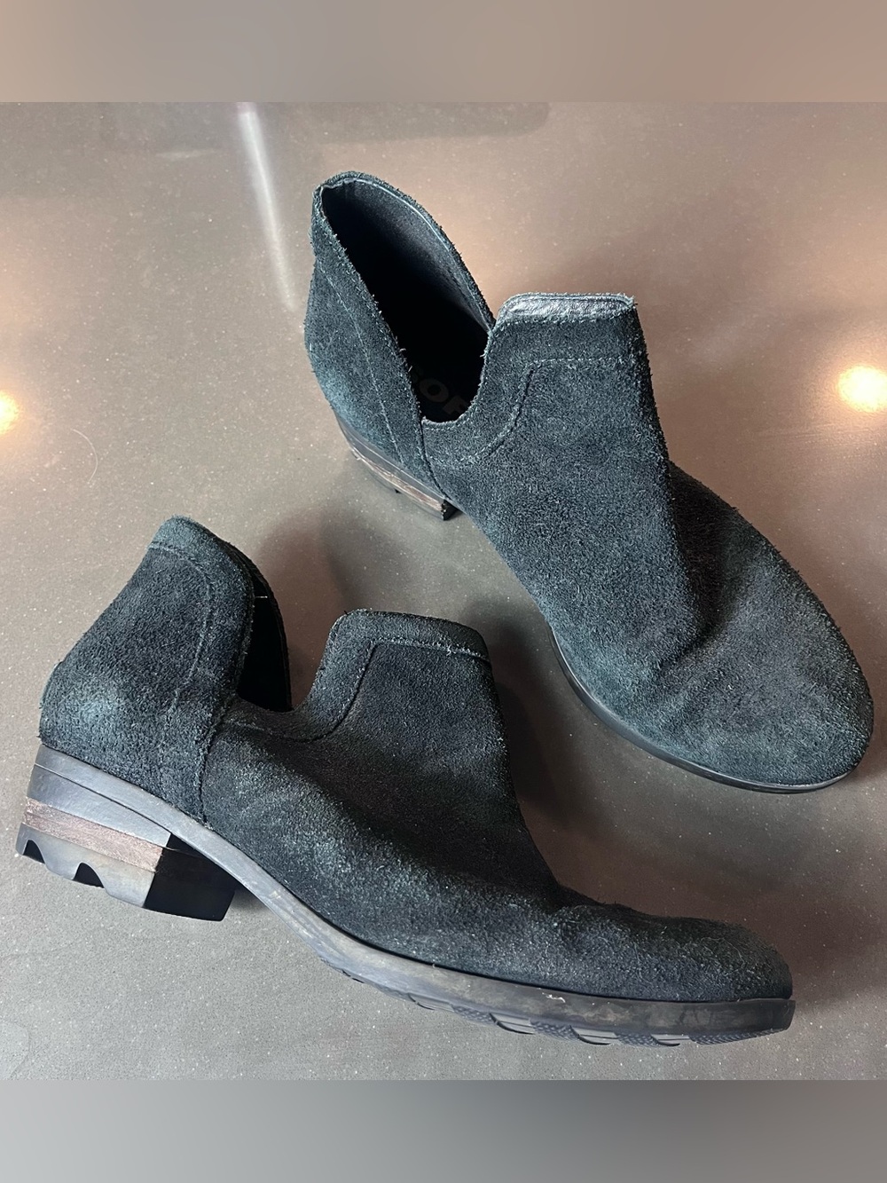 Sorel Lolla Black Suede Leather Cut Out Chelsea Ankle Boots Womens 9.5 Slip On